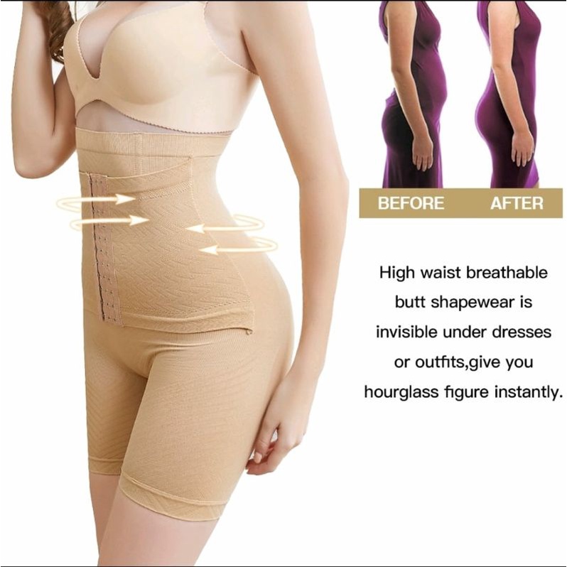 KORSET CELANA HIGH WAIST DOUBLE TUMMY 2 IN 1 PELANGSING PERUT BUTT LIFTED DENGAN PENGAIT