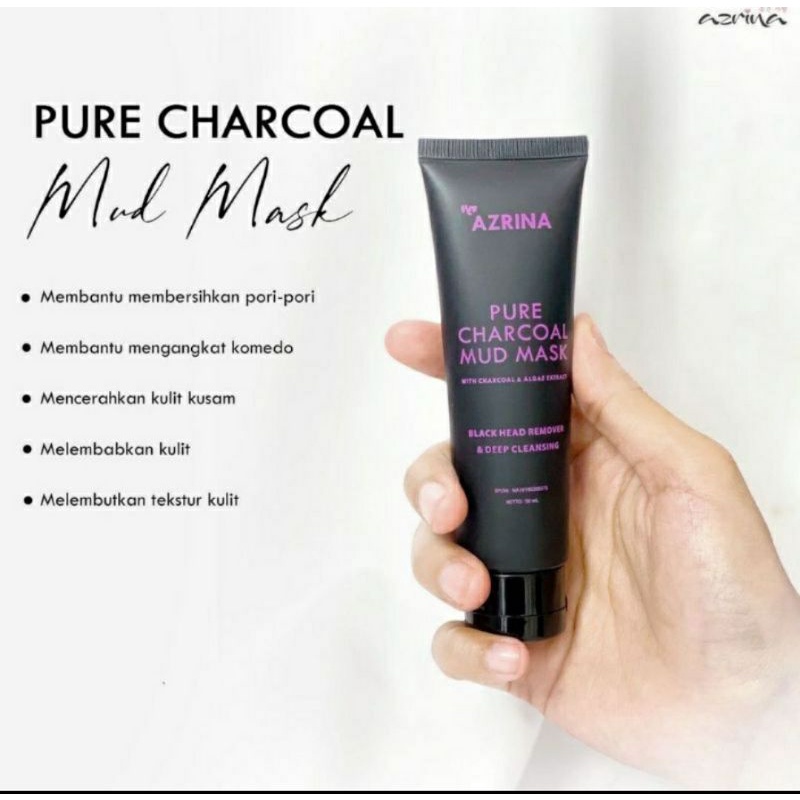 AZRINA PURE CHARCOAL MUD MASK | 50 ML | BPOM