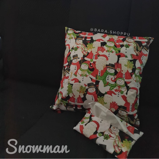 Sarung Bantal 40x40cm Motif Natal Souvenir Natal Murah Santa Claus Snowman