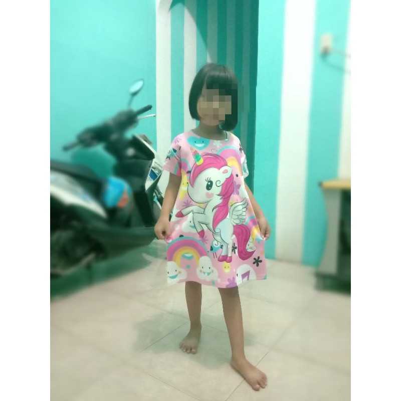 Dress Anak Perempuan / Baju Anak Bahan Scuba / Daster Anak / Baju Anak Prempuan / Unicorn / LOL