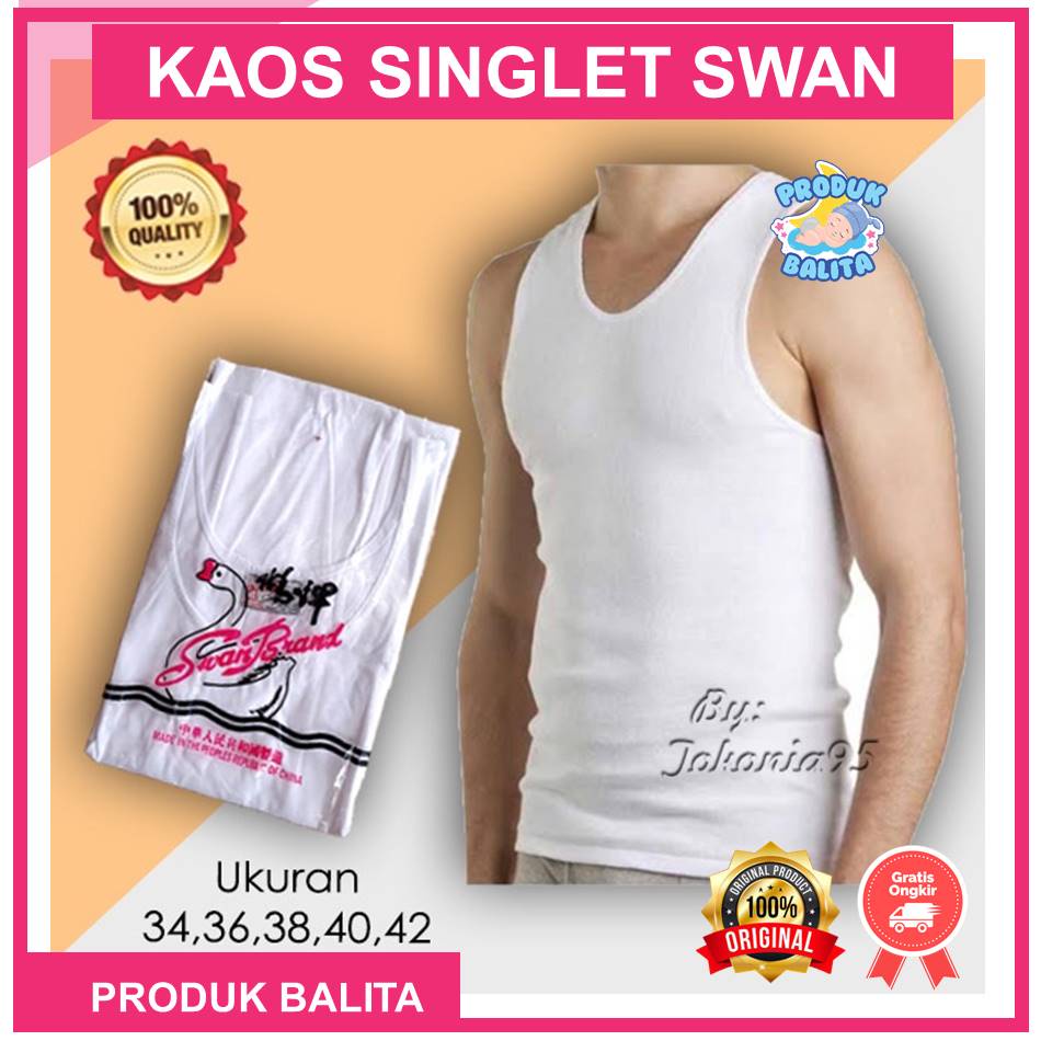 Kaos Singlet Swan Original Pria Kaos Dalam Laki-laki Dewasa Warna Putih Polos Murah