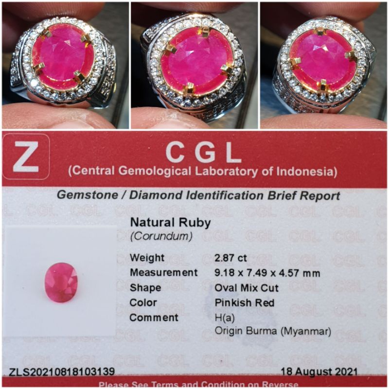 Natural Ruby Burma Myanmar Heat A Memo 2.87 crt
