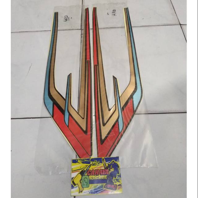 Striping Lis Sticker Standar Honda Gl 100 K Tahun 1994 Warna Hitam Merah