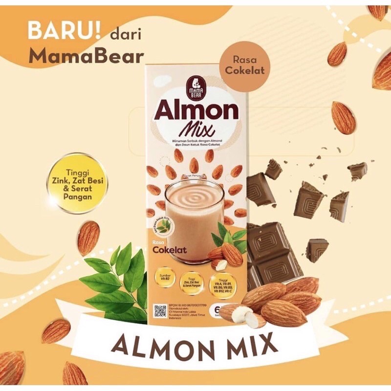 MamaBear ALMON MIX Pelancar ASI Booster Mama Bear Almond Rasa Cokelat Alpukat Taro Choco Hazelnut Matcha Vanilla BPOM Halal