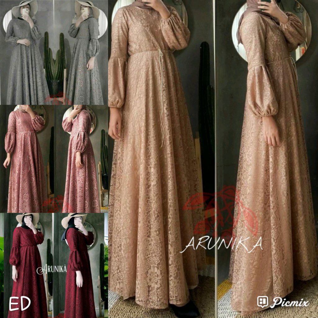 MAXI ARUNIKA BRUKAT / DRESS MUSLIM MURAH / FSHION MUSLIMAH TERLARIS / GAMIS MUSLIM KEKINIAN