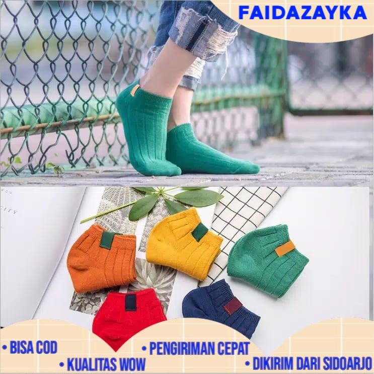 ZAYKA== Kaos Kaki Fashion Garis Atas Wanita Pria Murah Semata Ankle Socks Pendek Trend Korean