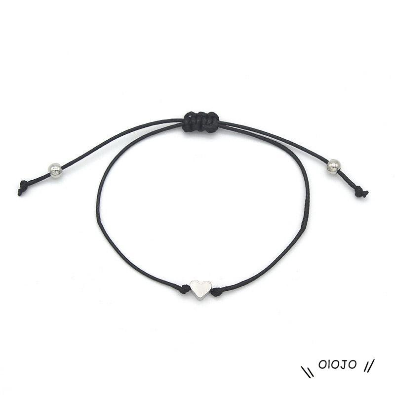 【COD】2pcs Gelang Tangan Pasangan / Pria / Wanita Desain Hati Warna Hitam / Putih