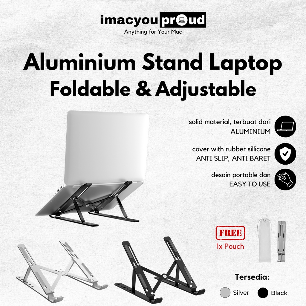 Jual Stand Holder Laptop Aluminium Macbook Notebook iPad Portable Lipat