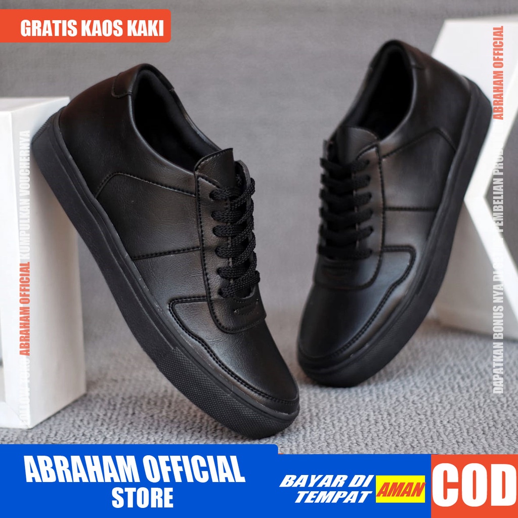 ABRHM X AUGUST Sepatu Sneakers Pria Kulit Sintetic Premium Sepatu Pria Casual Cowok / Cowo Sepatu Kasual Semi Formal Kerja Kantor Kuliah Gaya Santai Keren Kekinian Original Murah Terlaris