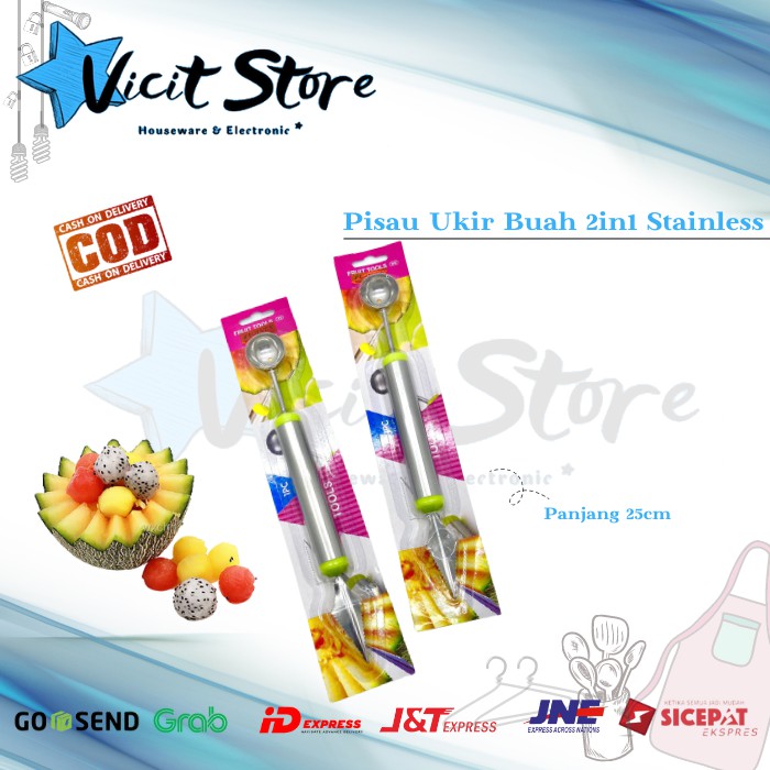 Pisau Ukir Buah 2in1 Stainless