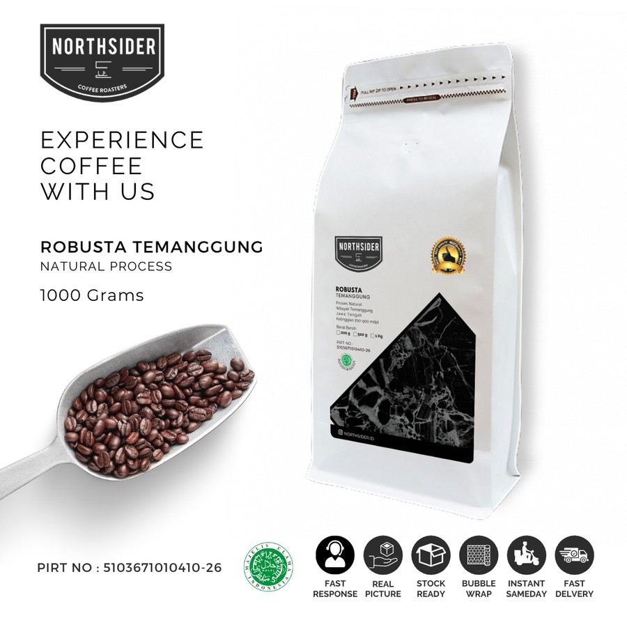 KOPI BIJI ROBUSTA TEMANGGUNG NATURAL - 1KG NORTHSIDER COFFEE