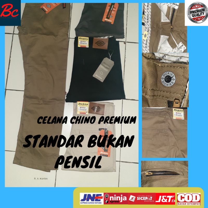 Celana Chino Panjang Pria Standar Dickies Premium Reguler Hitam Abu Cream Moca