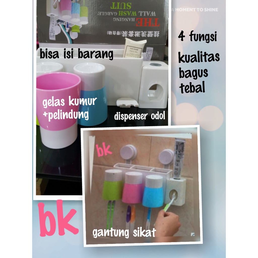 BESAR Dispenser Odol dan Tempat Sikat Gigi / alat mandi lengkap Set