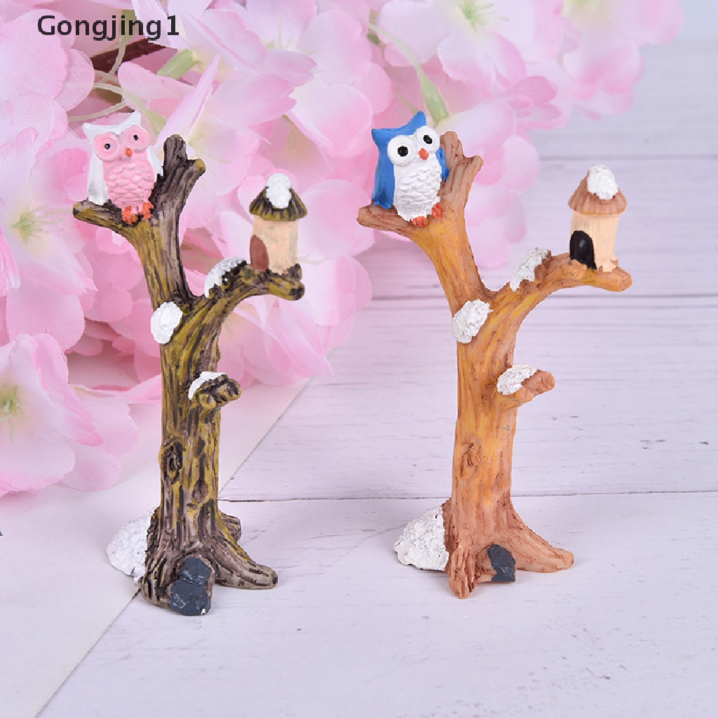 Gongjing1 Miniatur Burung Hantu Bahan Resin Untuk Dekorasi Taman Minifairy Gardenrumah DIY