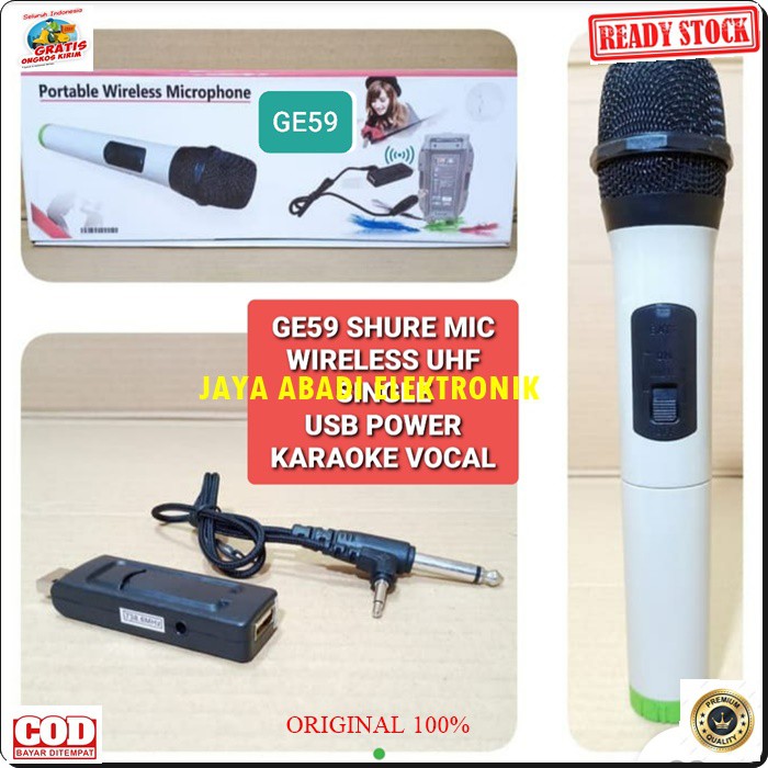 G59 SHURE MIC MIKROPHONE WIRELES WIRELESS UHF SINGLE POFESIONAL PRO VOCAL HANDHELD TUNGGAL MIKROPHONE KARAOKE AUDIO SOUND SYSTEM PANGGUNG DJ STUDIO BIDA DIGUNAKAN SEGALA AUDIO DAN JUGA BISA BUAT YOUTUBER TINGGAL PASANG SPLITTER SUARA BAGUS DAN JERNIH