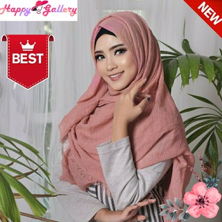  JILBAB  WARNA  B PASHMINA  CRINKLE  SHAWL  RED ROSE ORIGINAL 