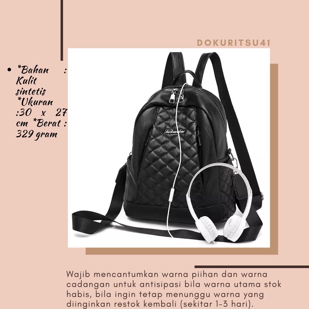 TAS RANSEL BACKPACK GENDONG BELAKANG WANITA CEWEK KANVAS IMPORT KOREA MURAH MULTIFUNGSI KLIPE