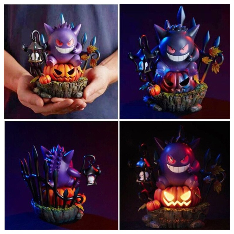 Ornamen Patung Raja Labu Gengar Halloween Bahan Resin Dengan Lampu Untuk Taman Rumah