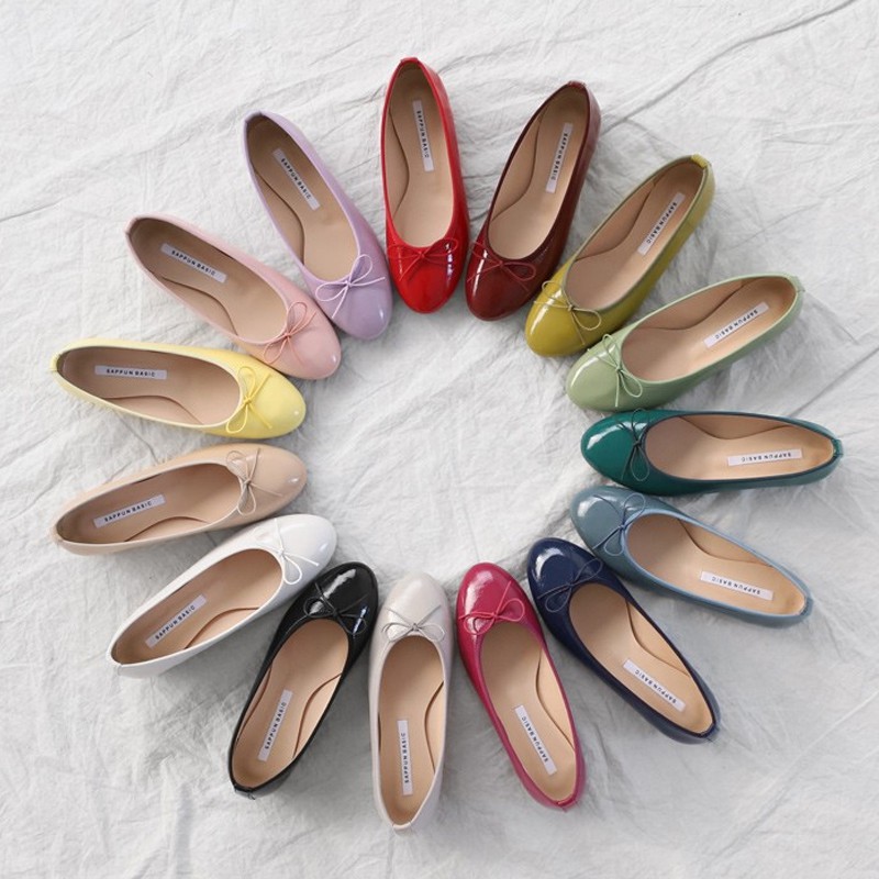 [SAPPUN] Lovellie Ribbon Flats 2cm Enamel | Shopee Indonesia