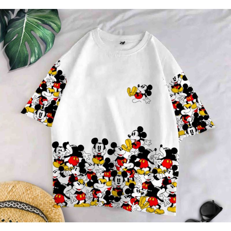 KAOS OVERSIZE WANITA MOTIF MICKEY RAMAI TERBARU BAJU KAOS DISTRO WANITA KEKINIAN KEREN BAJU COUPLE M