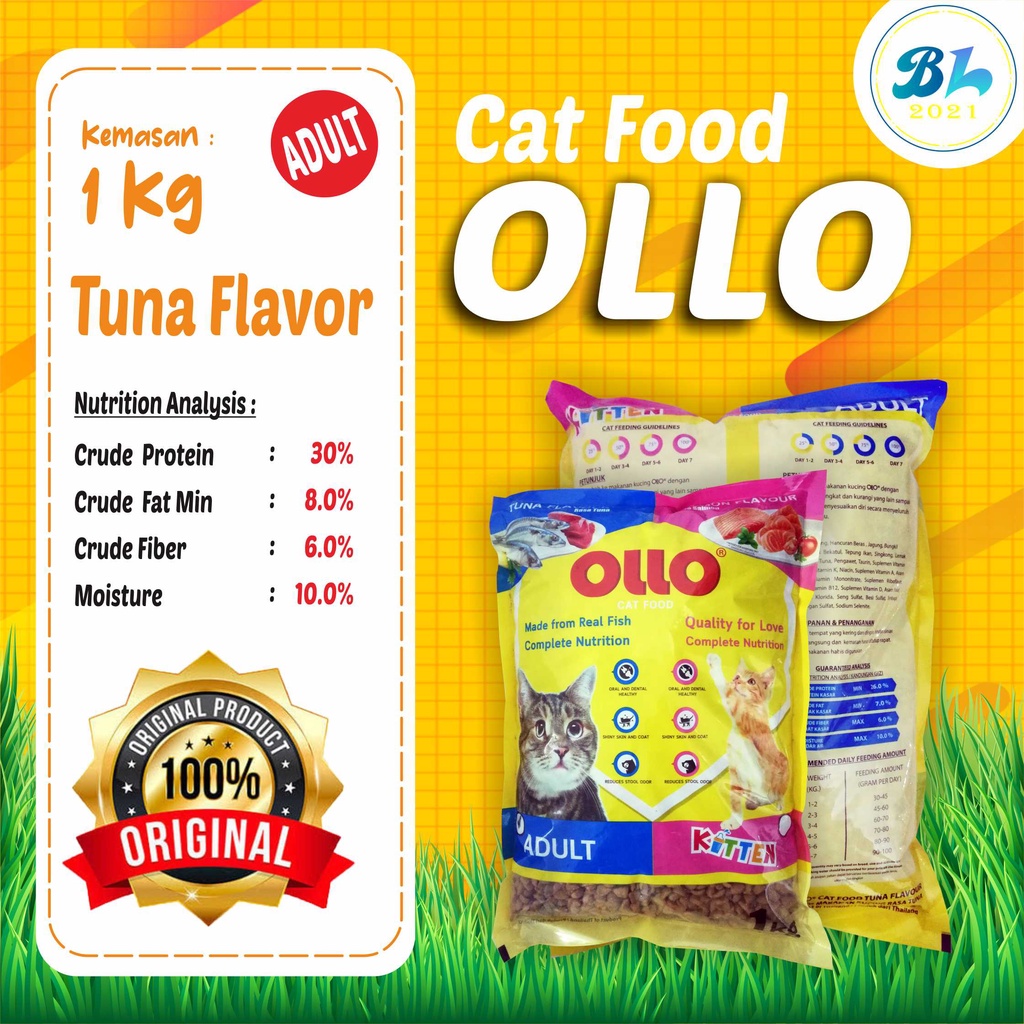 Cat Food OLLO kemasan 1kg - makanan kucing Dewasa