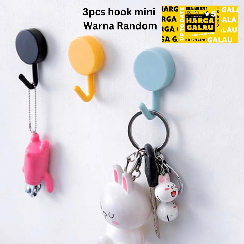 3pcs Gantungan bulat kait serbaguna - hook mini tempel dinding