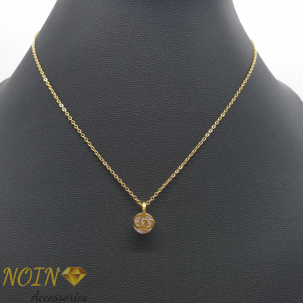 Kalung Titanium Wanita  model Permata Zircon Huruf - Korean Style Import KT-022