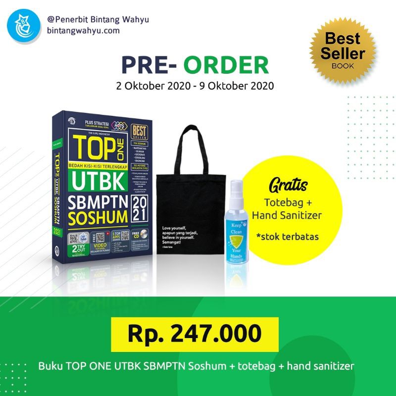 BUKU SBMPTN - TOP ONE UTBK SBMPTN SOSHUM 2021 + CD