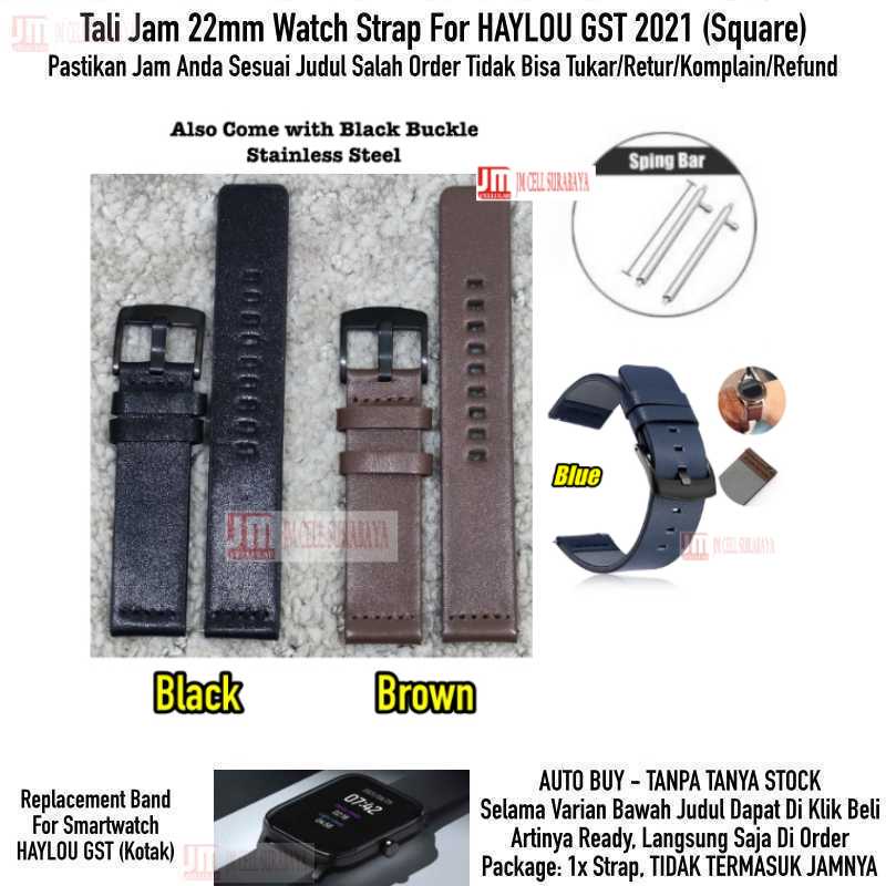 Modern Watch Strap Haylou GST LS09B (Kotak) - Tali Jam 22mm Leather Kulit