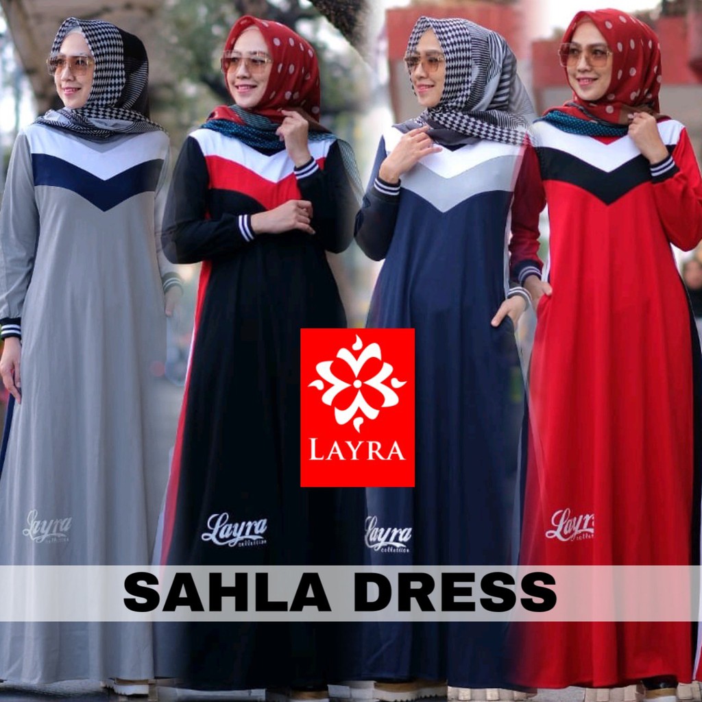 Gamis SAHLA Sporty Casual harian Branded ORIGINAL LAYRA COLLECTION