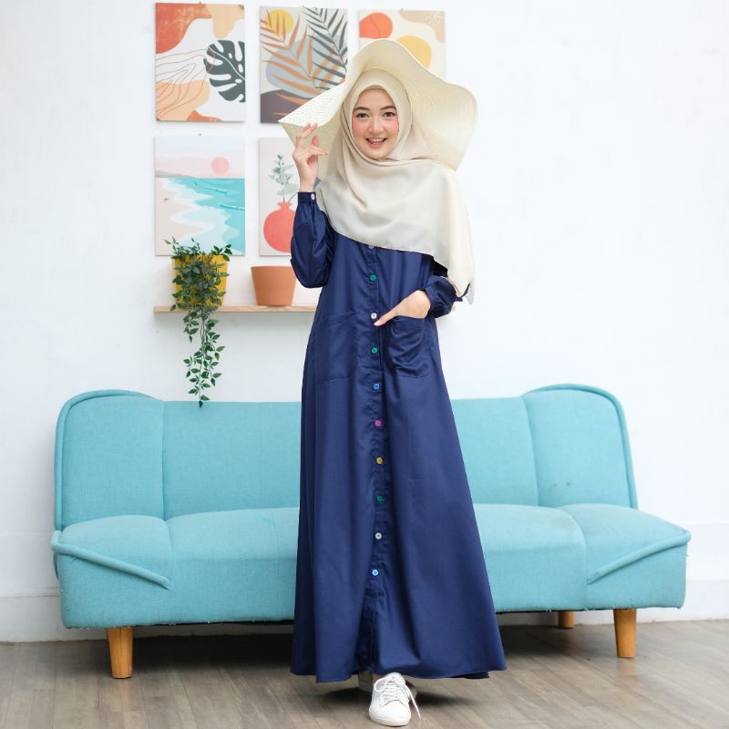 Hana Dress / / Gamis kancing / Casual Dress / Gamis Busui / Gamis katun salwa shop