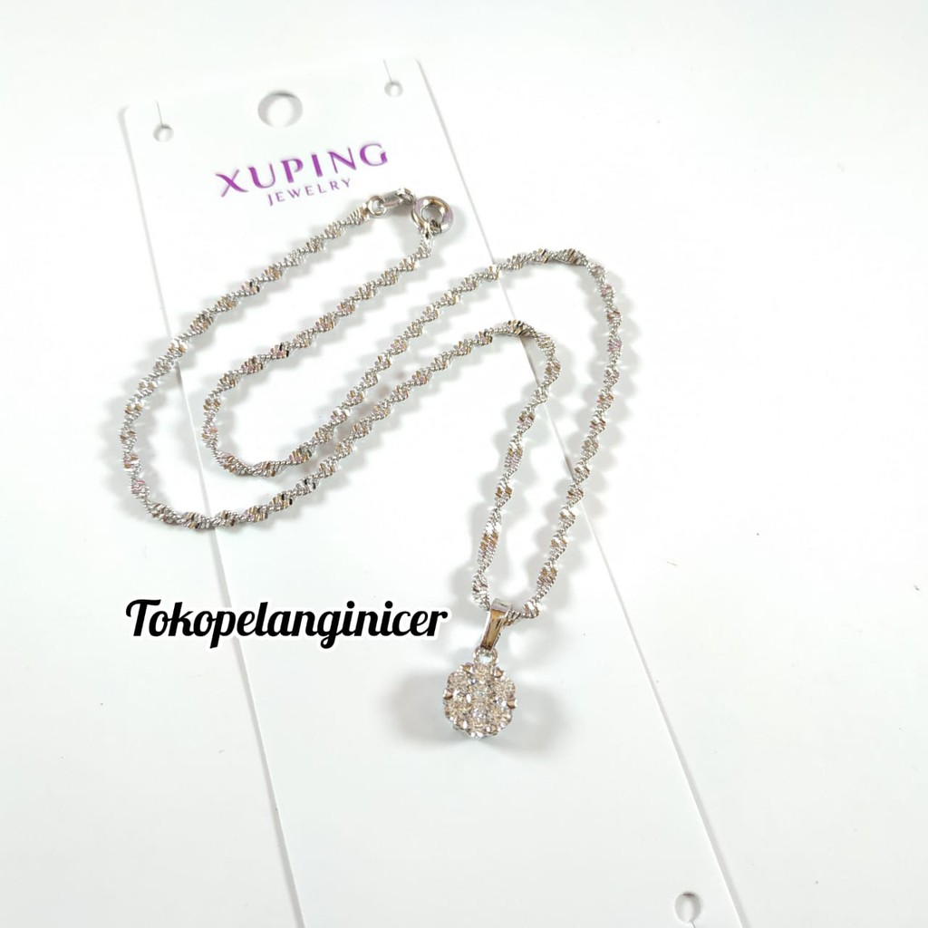 Kalung @Xuping -Vier Kalung Anak  Model Bunga Permata Silver Anti Karat