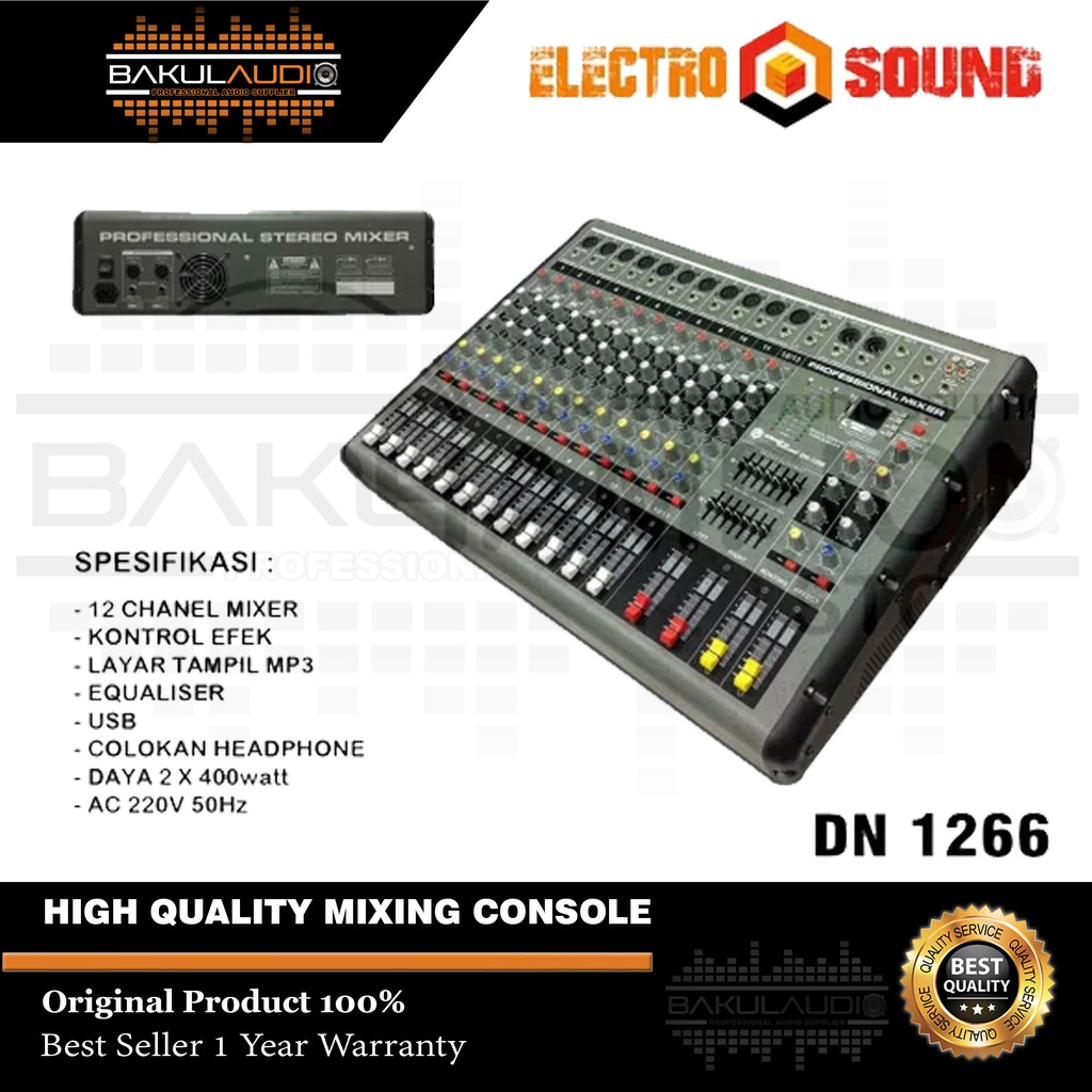 Power Mixer 12 Channel DN 1266 Electrosound Original