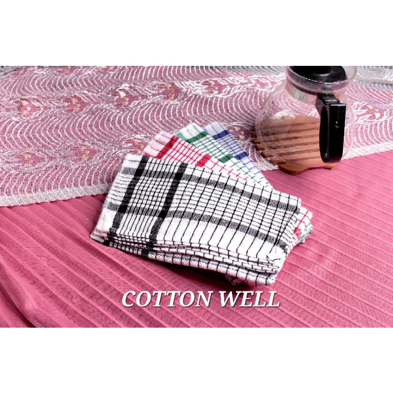 Serbet dapur Isi 12 pcs Serbet Dapur Cotton Well 50cm x 50cm Murah Meriah Senang Lap Piring Lap Dapur Warna Warni Lap Gantung