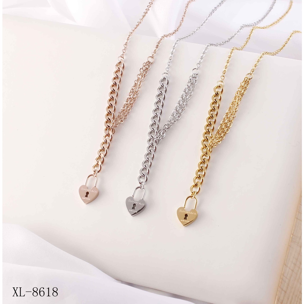 Kalung Titanium Dobel Rantai Perhiasan Fashion 8618,8269