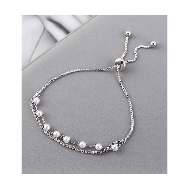 LRC Gelang Tangan Fashion 14k Pearl Crystal Bracelet Y62664