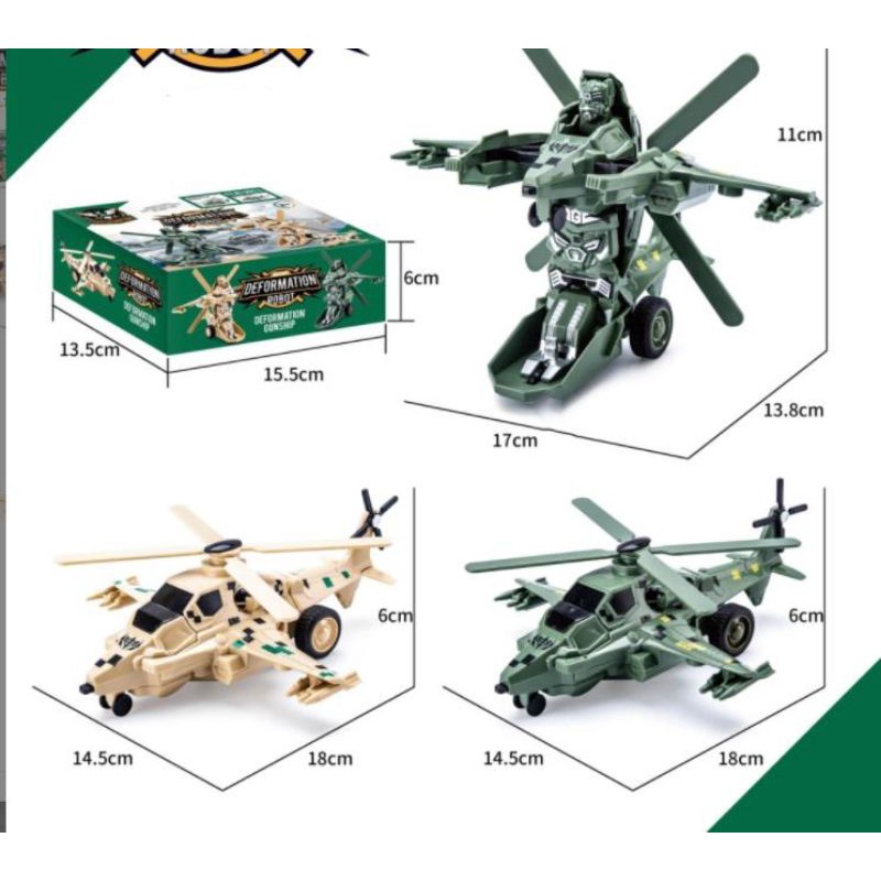 ( Mia ) Mainan Mobil Tank Robot Deformation, Helicopter Robot Transformation Car