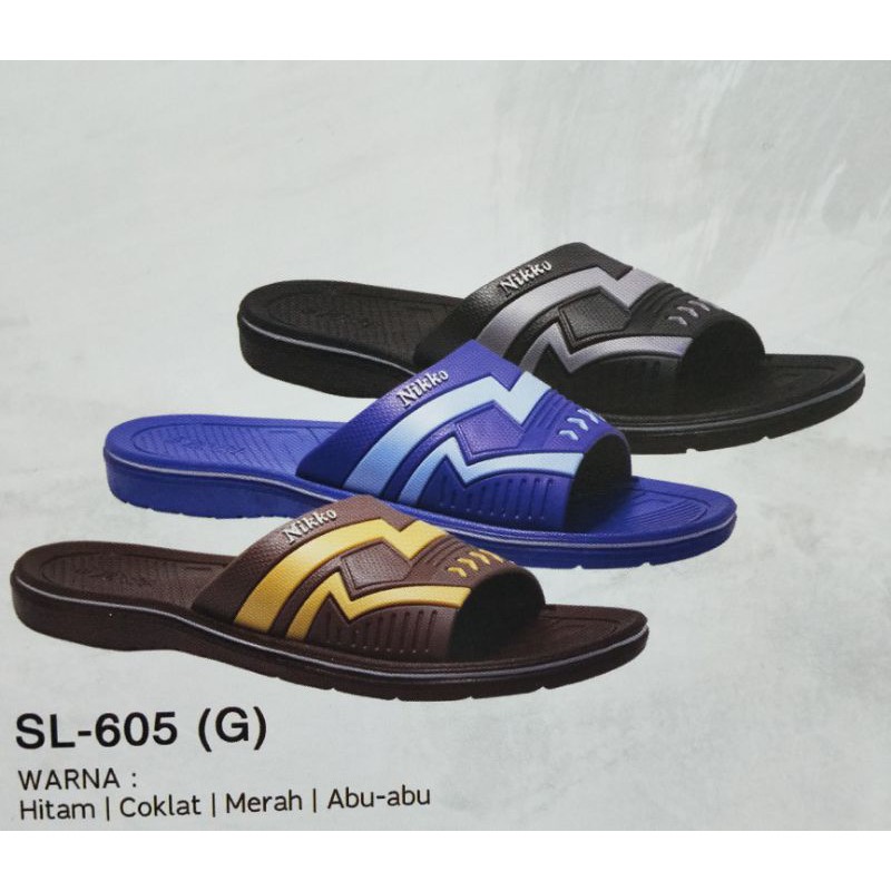 NK 605-G - M-L-XL SANDAL PRIA SANDAL SELOP SANDAL MURAH NIKKO 605 G / BUKAN JEPIT/BUKAN BAN 2 GESPER