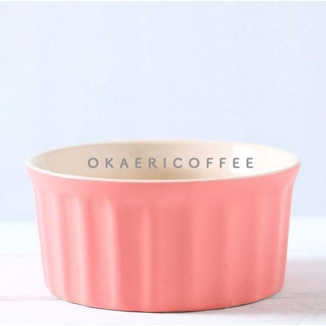 CERAMIC SOUFFLE BOWL / BAKING BOWL / MANGKOK KERAMIK OVEN TAHAN PANAS - PEACH