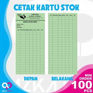 Jual Cetak Kartu Stock / Persediaan Barang, Kartu Iuran, Kartu Absen ...