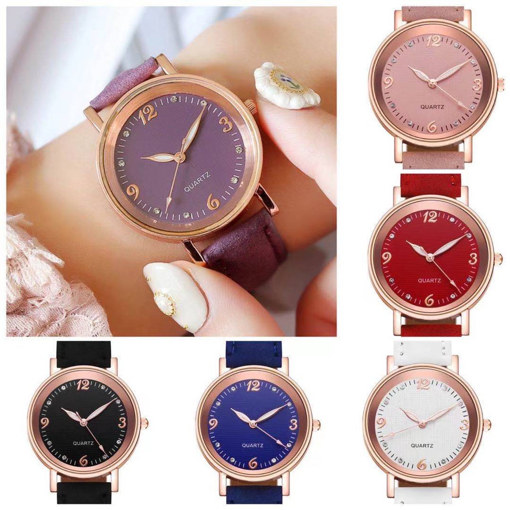 Jam Tangan Wanita Casual Analog Quartz Strap PU Fashion Korean / Jam Tangan Wanita Import