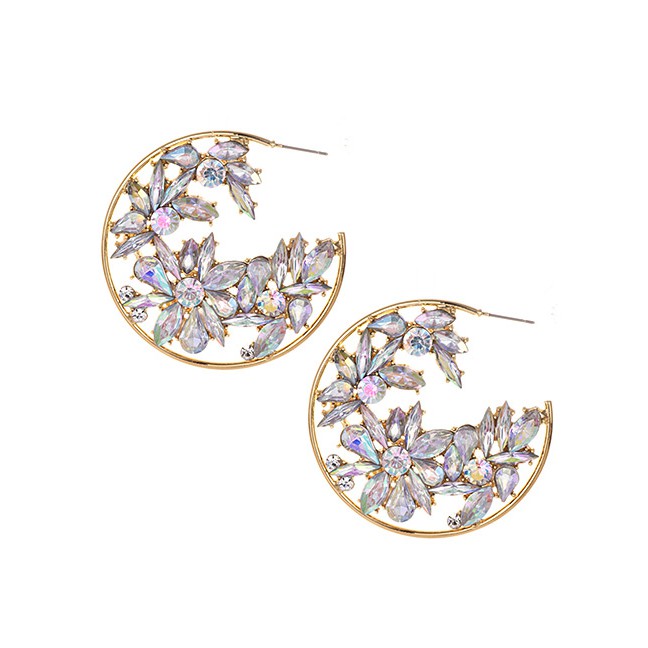 LRC Anting Tusuk Fashion Alloy Diamond Round Earrings F49218