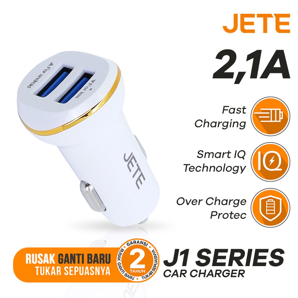 Car Charger | Charger Mobil Fast Charging Dual USB JETE J1 - Garansi 2 Tahun