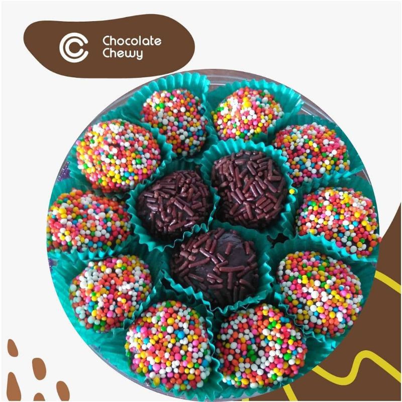 

Coklat Chewy dengan topping Mix Meises dan Sprinkle