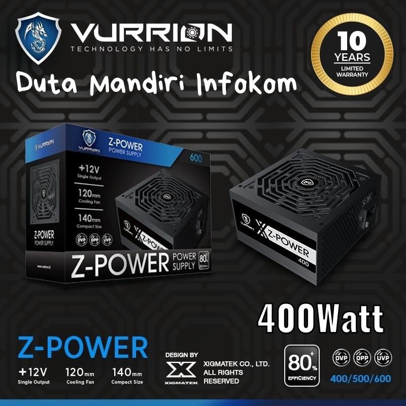 Vurrion Z-Power 400 - 400Watt 80+ White Power Supply