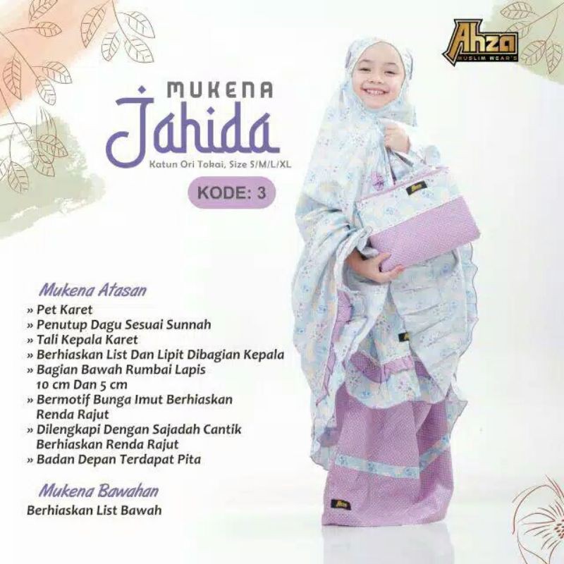 MUKENA ANAK JAHIDA by AHZA // MUKENA KATUN // MUKENA ADEM // MUKENA ANAK PREMIUM