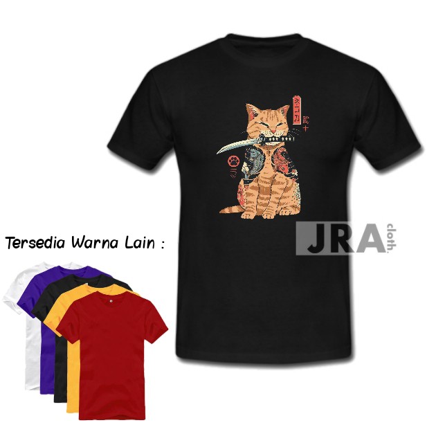 KAOS SHIRT BAJU JAPAN CAT SAMURAI KUCING YAKUZA COMBED