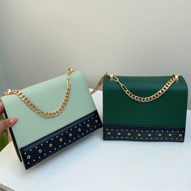 Eyelet-Embellished Crossbody Bag