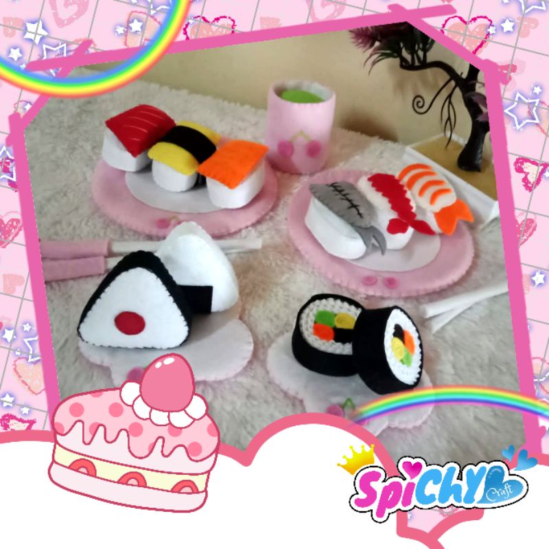 Sushi Flanel / Mainan Edukasi Makanan Flanel / Reflika Makanan