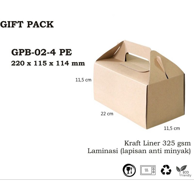 

(isi 5pcs)GABLE BOC GIFT PACK PAPER DUS KARDUS KOTAK MAKANAN SNACK KUE 22,5x11,5x11,4 cm